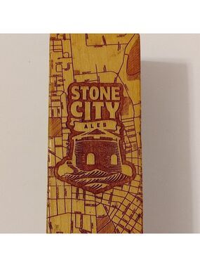 STONE CITY ALES Kingston Ontario Brewery Tap Handle Wood Block Map of Kingston